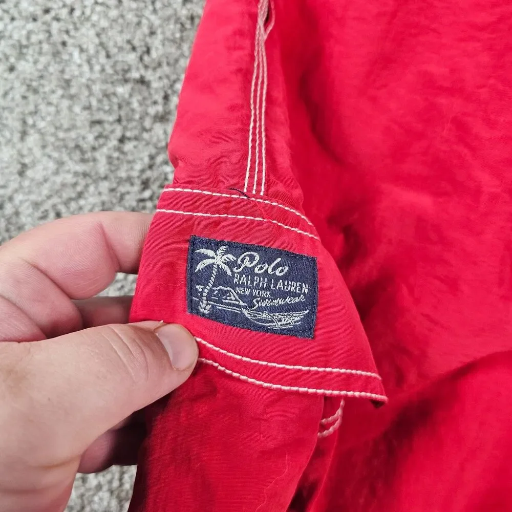 Vintage Polo Ralph Lauren Shorts Mens Medium Red Trunks Board Shorts Swim Beach